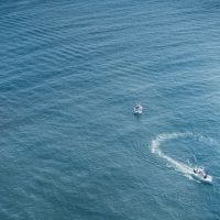 photo taken from helicopter of boats in the Panama City pass